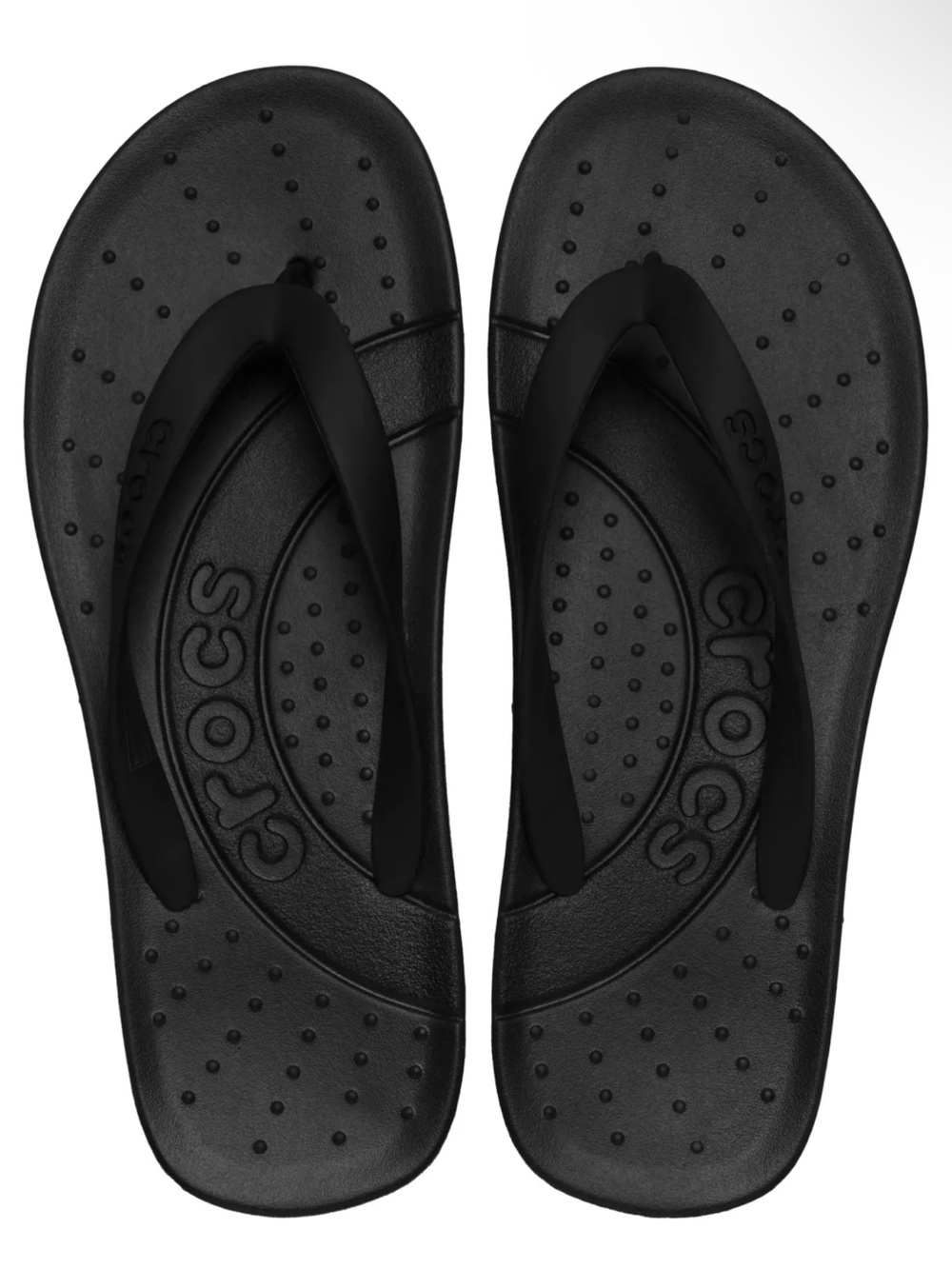 CROCS  Black Thong Sandal! Men 9 women 11! New